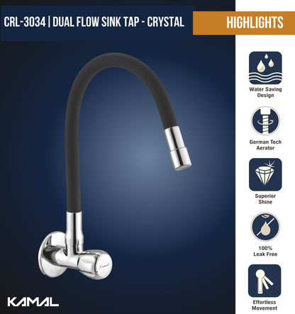 Crystal Dual Flow Sink Tap – by Kamal - Crystal - Kamal Bathware