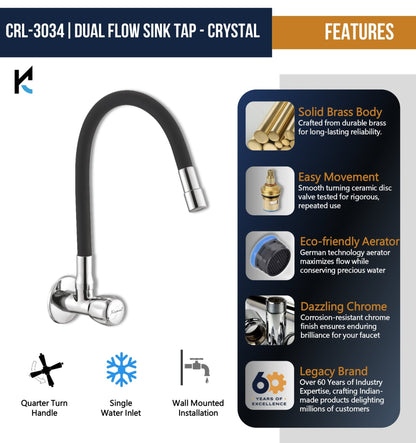 Crystal Dual Flow Sink Tap – by Kamal - Crystal - Kamal Bathware