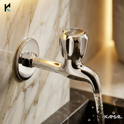 Crystal Full Brass Long Body Bib Cock Tap (Full Brass) - by Kamal - Crystal - Kamal Bathware