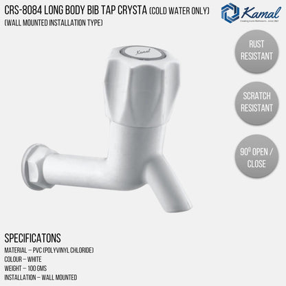 Crystal Long Body Bib Tap (PTMT Plastic) - by Kamal - Kamal Bathware