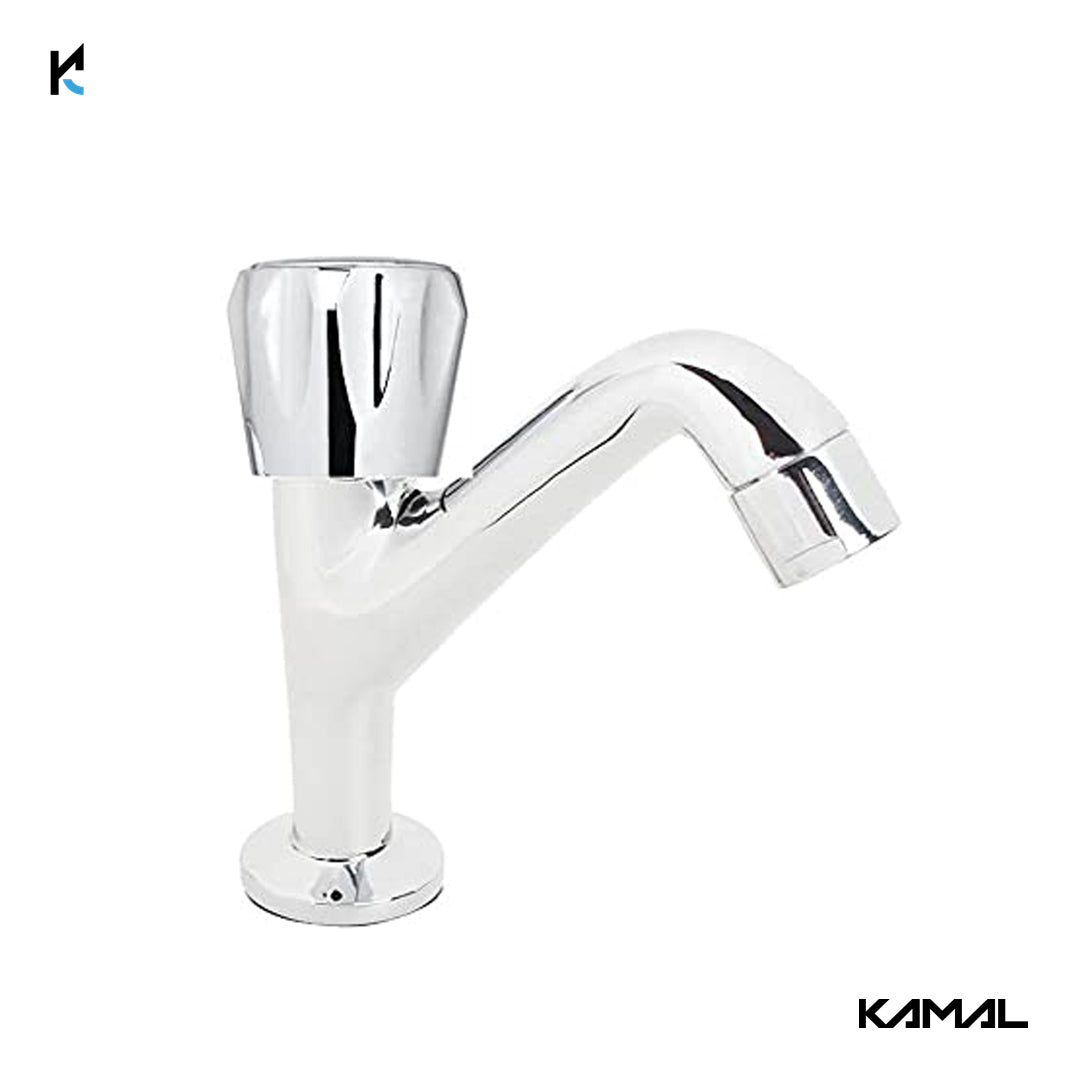 Crystal Long Neck Pillar Tap (Full Brass) - by Kamal - Crystal - Kamal Bathware