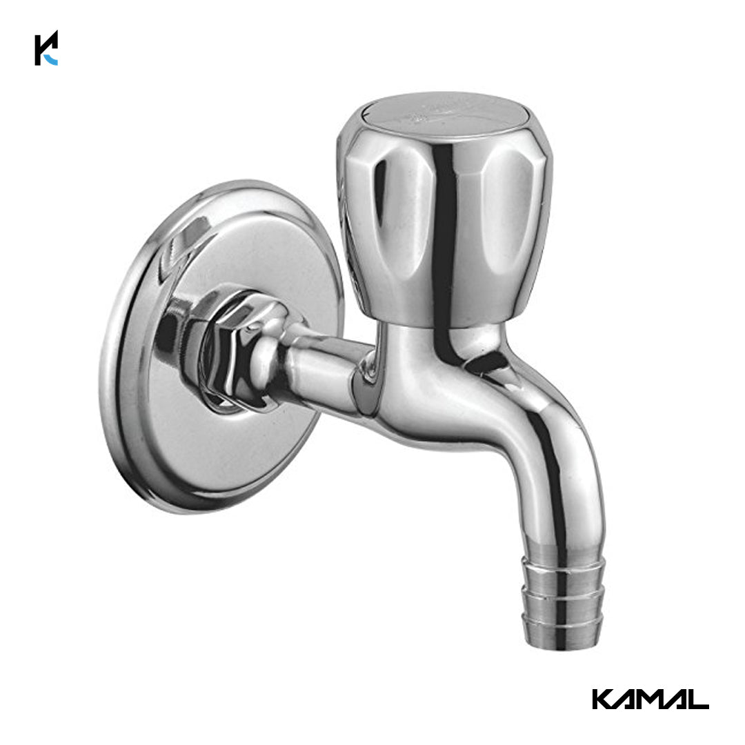 Crystal Nozzle Bib Cock with Wall Flange (Full Brass) - by Kamal - Crystal - Kamal Bathware