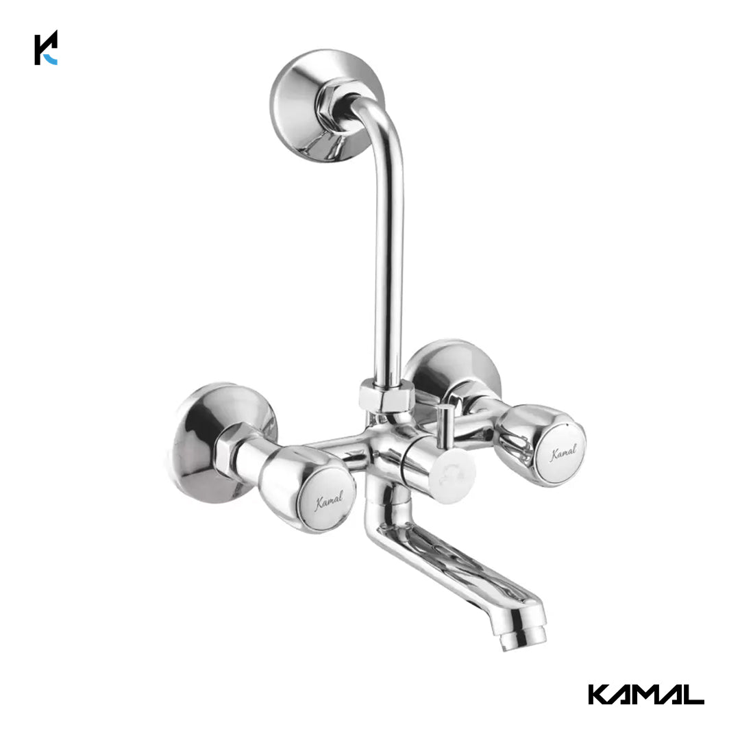 Crystal Wall Mixer with L Bend Pipe (Full Brass) - by Kamal - Kamal Bathware