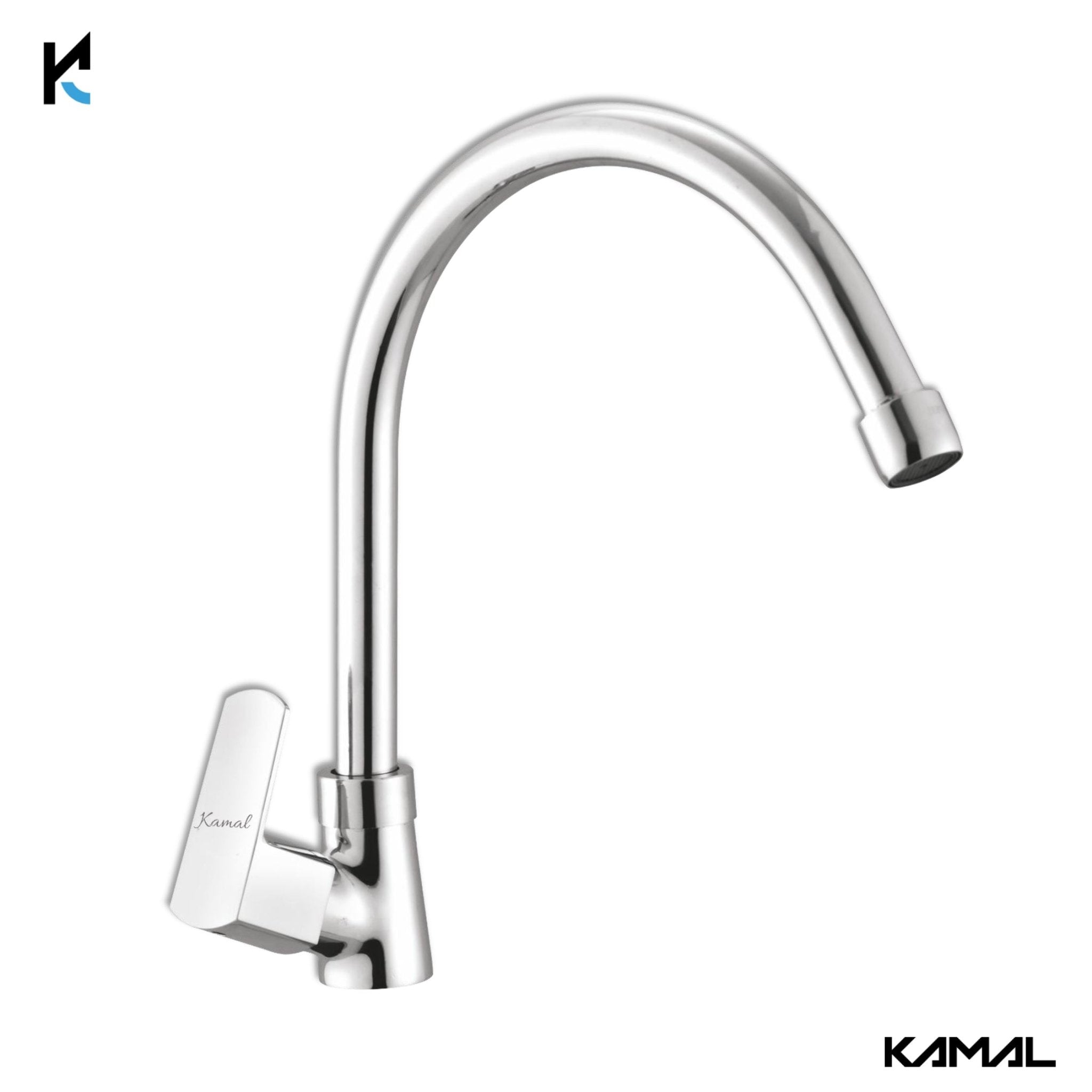 Cubix C - Bend Gooseneck Sink Tap (Full Brass) - by Kamal - Cubix - Kamal Bathware
