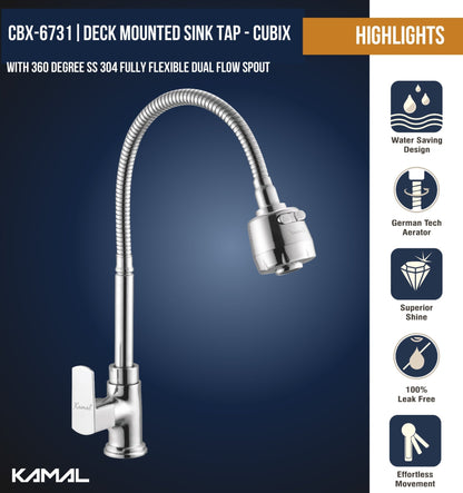 Cubix Dual Flow Heavy Body Sink Tap – by Kamal - Cubix - Kamal Bathware
