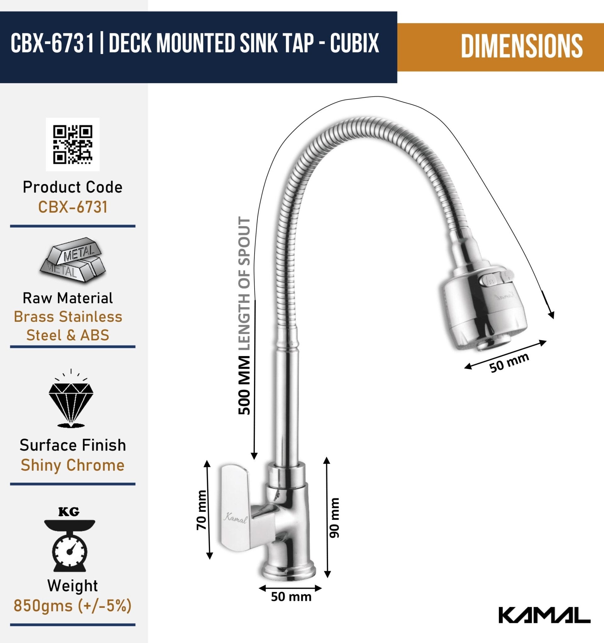Cubix Dual Flow Heavy Body Sink Tap – by Kamal - Cubix - Kamal Bathware