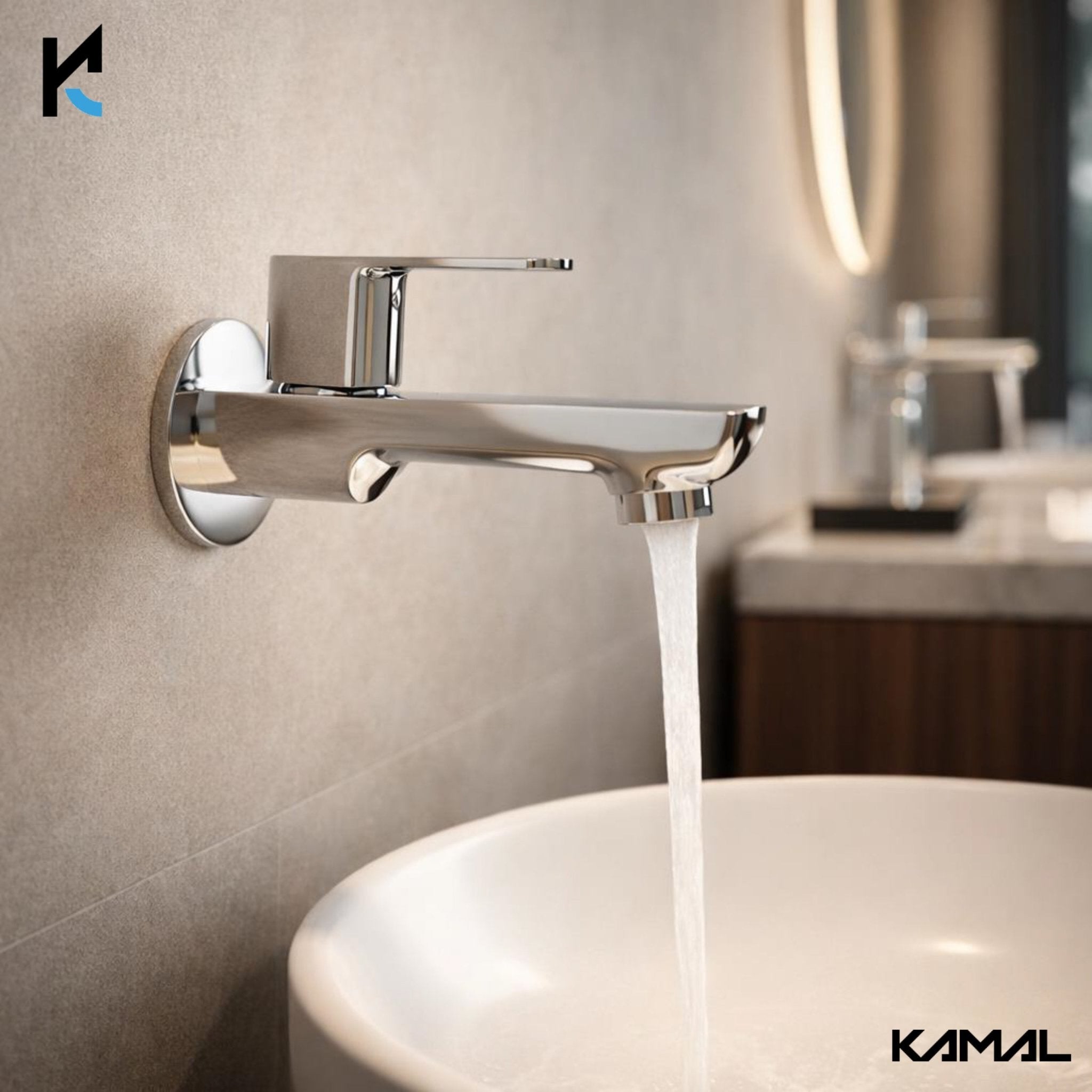 Cubix Prime Long Body Bib Tap (Full Brass) - by Kamal - Cubix Prime - Kamal Bathware