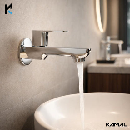 Cubix Prime Long Body Bib Tap (Full Brass) - by Kamal - Cubix Prime - Kamal Bathware