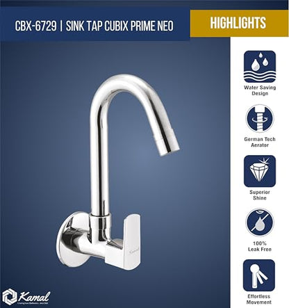 Cubix Prime Neo Sink Tap (Full Brass) - by Kamal - Cubix Prime - Kamal Bathware