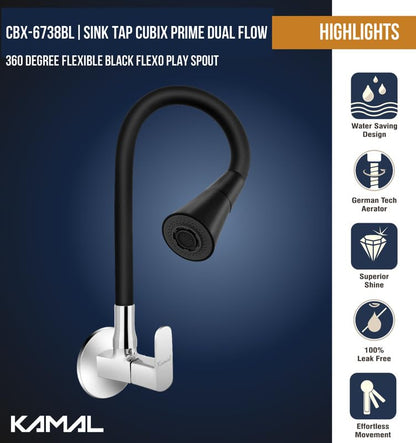 Cubix Prime Sink Tap (Brass & Silicone) - by Kamal - Cubix Prime - Kamal Bathware