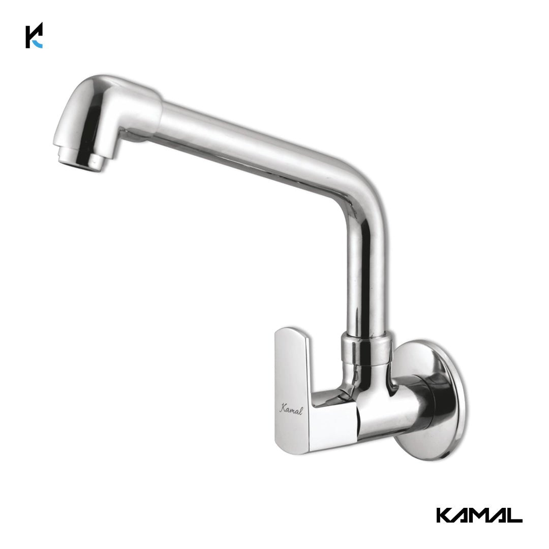 Cubix Sink Tap Elbow Spout (Full Brass) - by Kamal - Cubix - Kamal Bathware