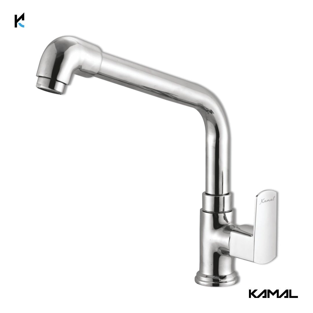 Cubix Swan Neck Elbow Spout (Full Brass) - by Kamal - Cubix Prime - Kamal Bathware