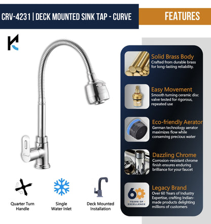 Curve Dual Flow Heavy Body Sink Tap – by Kamal - Curve - Kamal Bathware