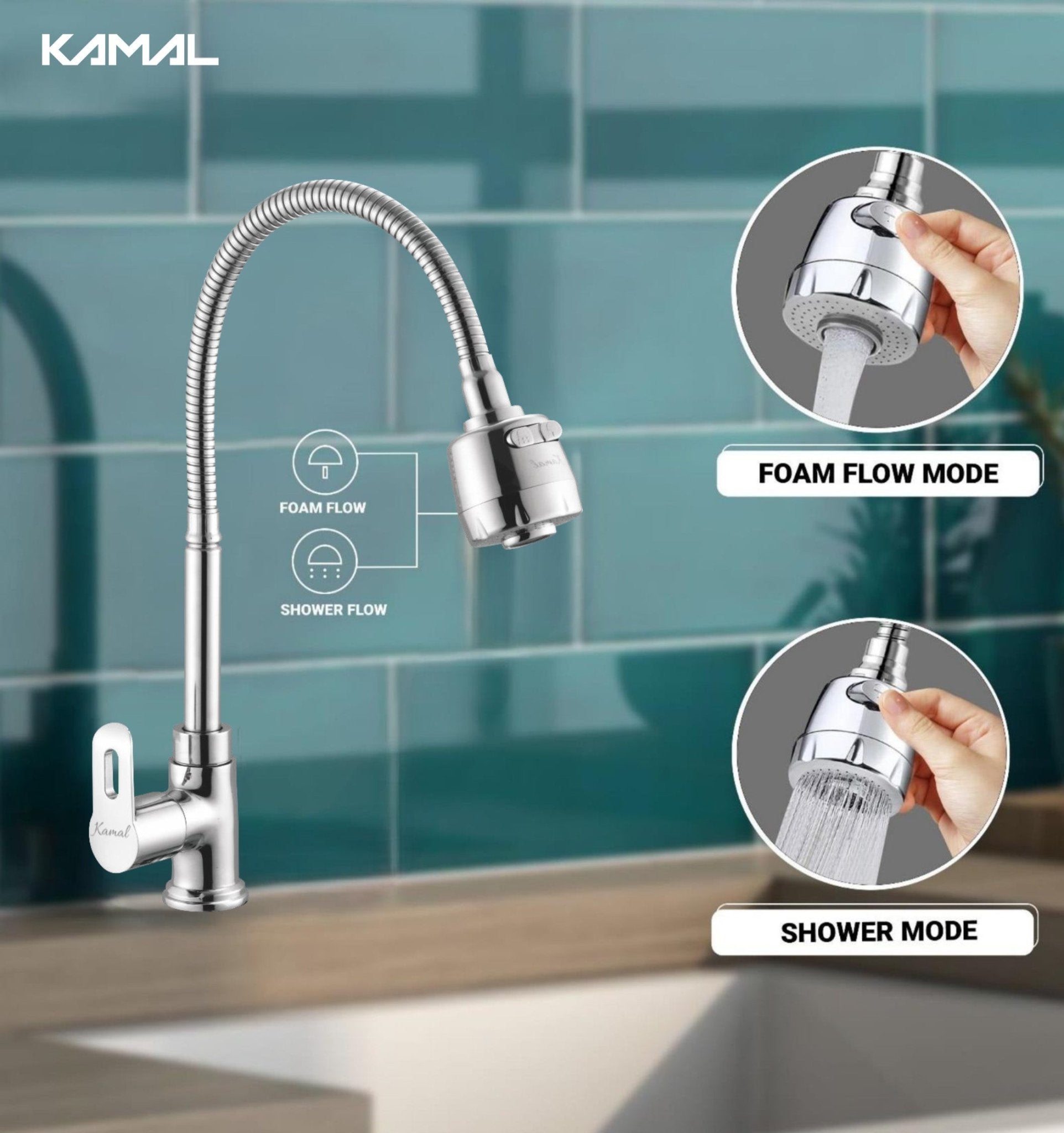 Curve Dual Flow Heavy Body Sink Tap – by Kamal - Curve - Kamal Bathware