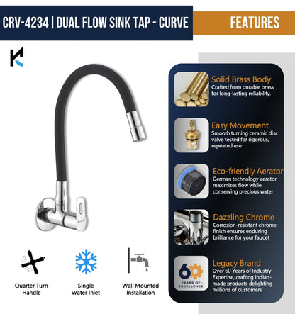 Curve Dual Flow Sink Tap – by Kamal - Curve - Kamal Bathware