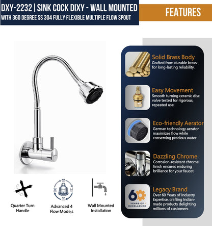 Dixy Brass Sink Spray (Brass & SS Steel) - by Kamal - Dixy - Kamal Bathware
