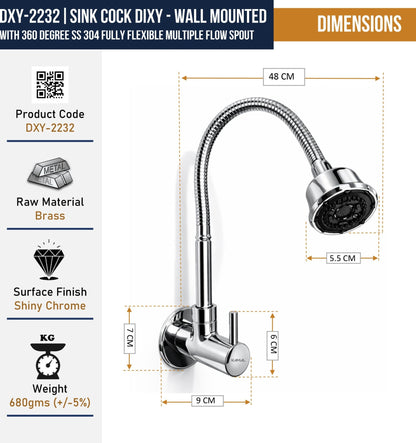 Dixy Brass Sink Spray (Brass & SS Steel) - by Kamal - Dixy - Kamal Bathware