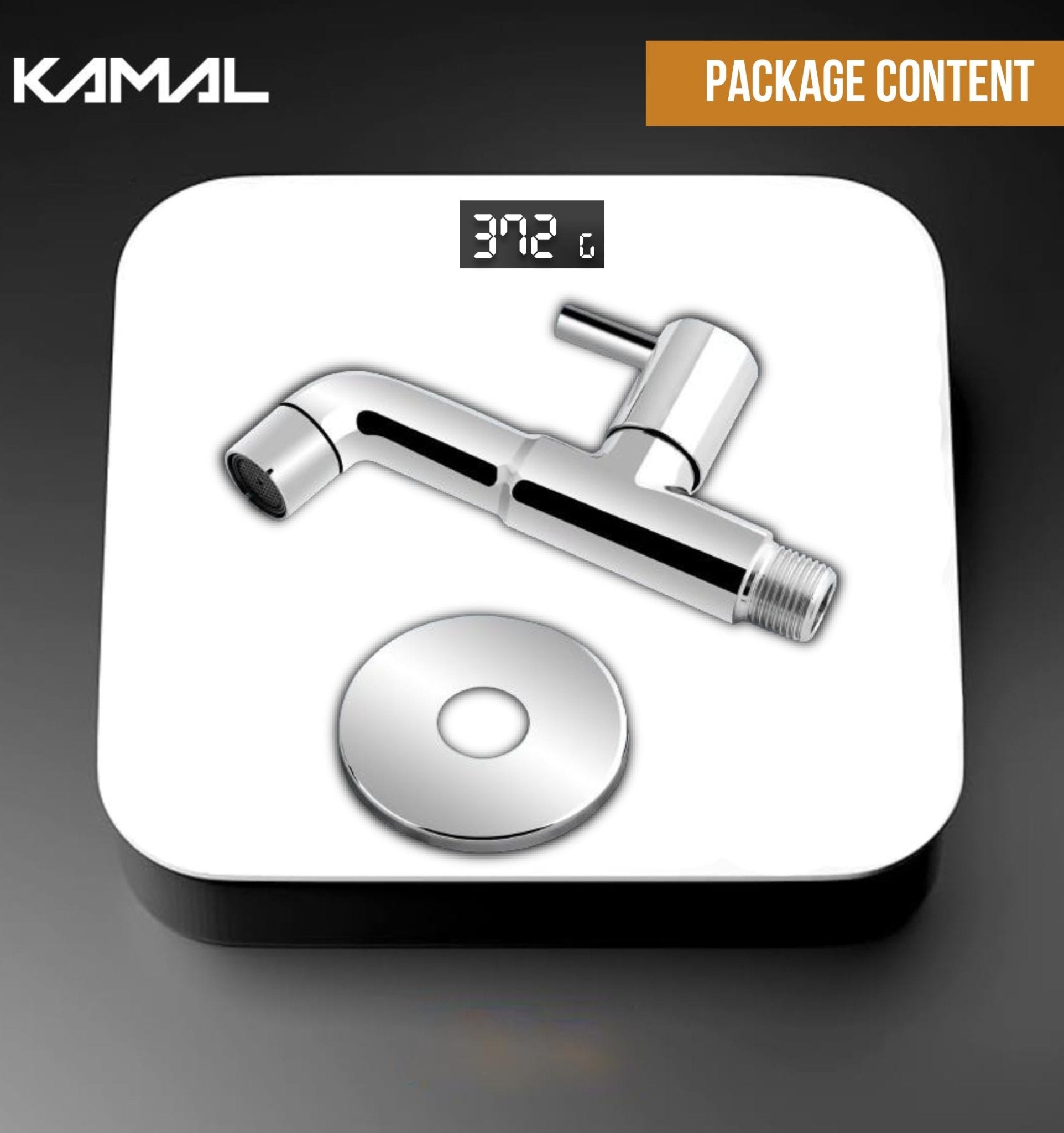 Dixy Long Body Bib Tap with Wall Flange (Full Brass) - by Kamal - Kamal Bathware