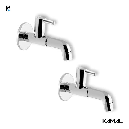Dixy Long Body Bib Tap with Wall Flange (Full Brass) - by Kamal - Kamal Bathware