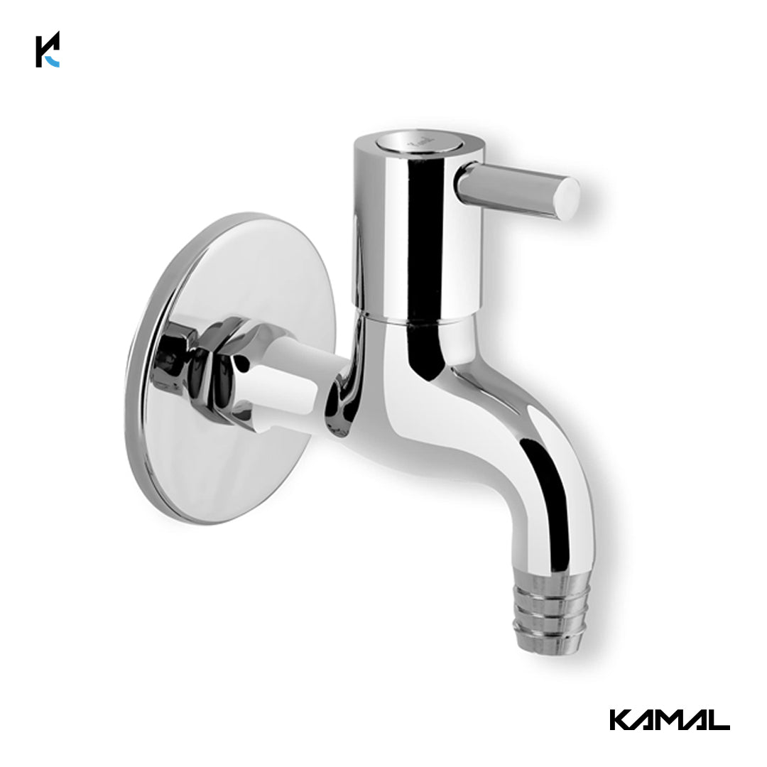 Dixy Nozzle Bib Tap with Wall Flange (Full Brass) - by Kamal - Dixy - Kamal Bathware