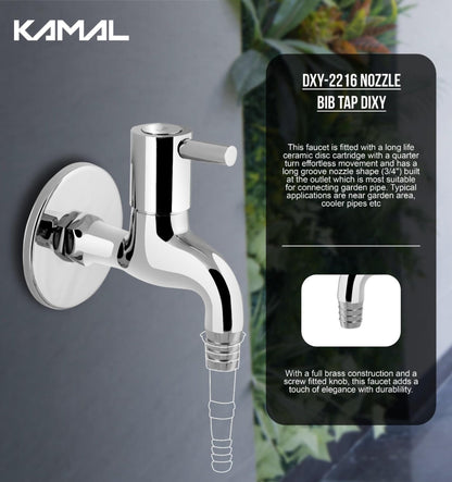 Dixy Nozzle Bib Tap with Wall Flange (Full Brass) - by Kamal - Dixy - Kamal Bathware