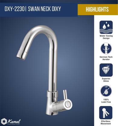 Dixy Swan Neck (Full Brass) - by Kamal - Dixy - Kamal Bathware