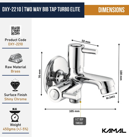 Dixy Two Way Bib Tap (Full Brass) - by Kamal - Dixy - Kamal Bathware