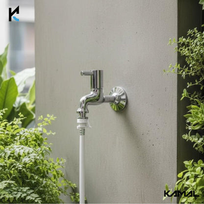 Dixy Washing Machine Bib Tap Faucet with Wall Flange (Full Brass) - by Kamal - Dixy - Kamal Bathware
