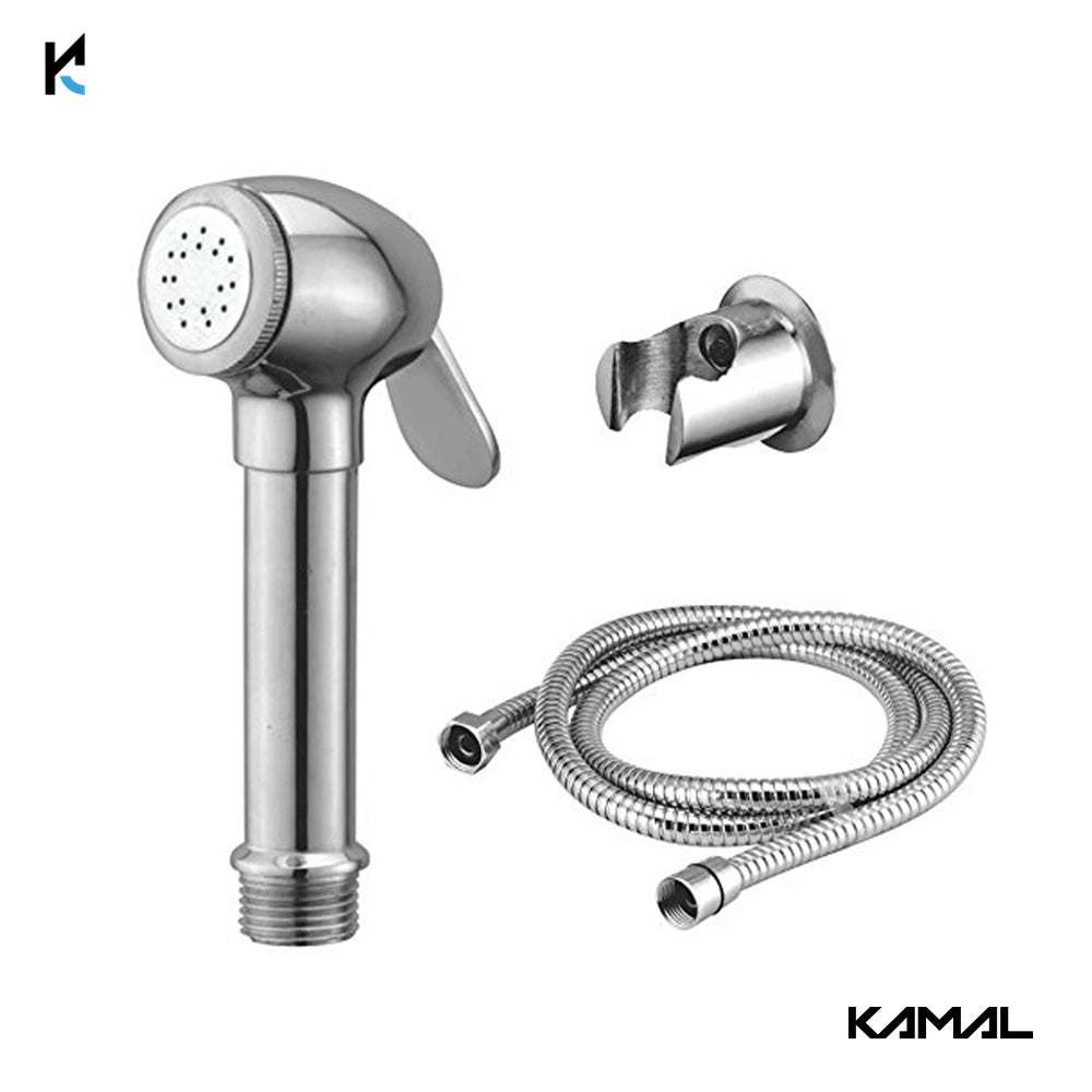 Dolphin Health Faucet with Brass Gun, Flexible Tube & Hook - by Kamal - Dolphin - Kamal Bathware