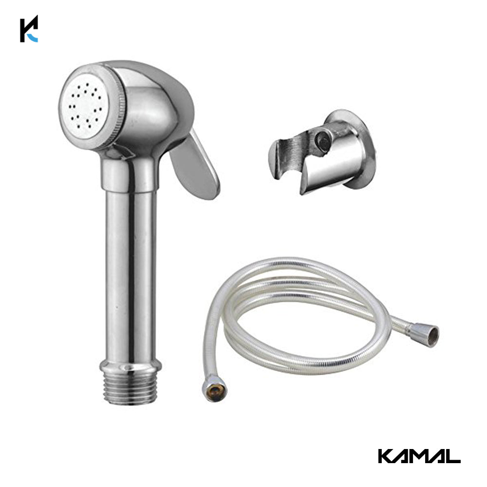 Dolphin Health Faucet with Brass Gun, Flexible Tube & Hook - by Kamal - Dolphin - Kamal Bathware