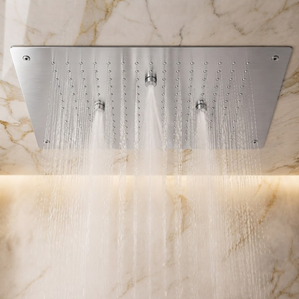 KAMAL 19 × 13 Inch Luxury Ceiling Mounted  Shower | SS 304 | Rain + Mist Chrome