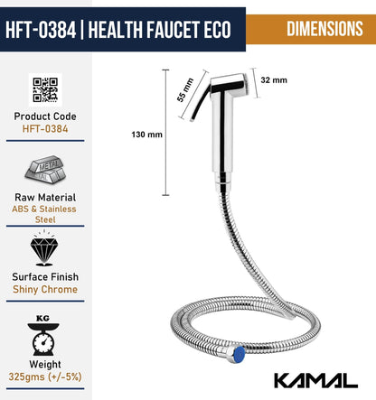 Eco ABS Health Faucet with SS 304 Grade, 1.25 Meter Flexible Hose Pipe - by Kamal - Kamal Bathware