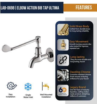 Eco Elbow Action Bib Tap Faucet (Full Brass) - by Kamal - Elbow Action - Kamal Bathware