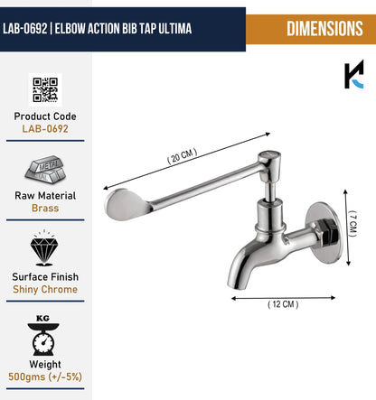 Eco Elbow Action Bib Tap Faucet (Full Brass) - by Kamal - Elbow Action - Kamal Bathware