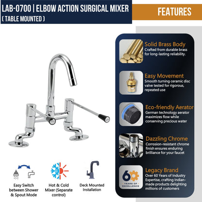 Elbow Action Surgical Faucet Mixer (Full Brass) - by kamal - Elbow Action - Kamal Bathware