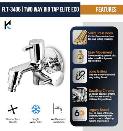 Elite Eco Two Way Bib Tap (Full Brass) - by Kamal - Elite - Kamal Bathware