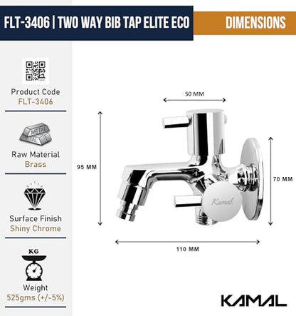 Elite Eco Two Way Bib Tap (Full Brass) - by Kamal - Elite - Kamal Bathware