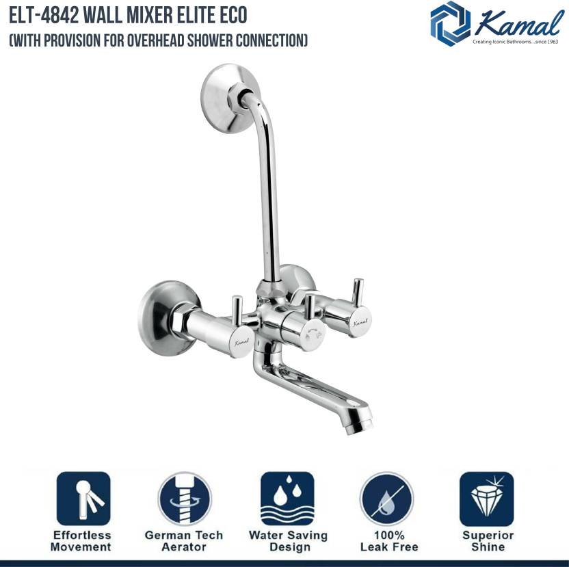 Elite Eco Wall Mixer with L Bend Pipe (Full Brass) - by Kamal - Elite - Kamal Bathware