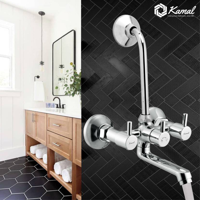 Elite Eco Wall Mixer with L Bend Pipe (Full Brass) - by Kamal - Elite - Kamal Bathware