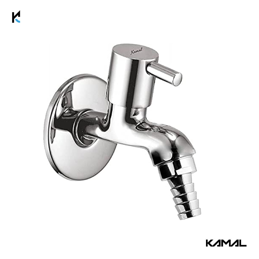 Elite Nozzle Bib Tap with Wall Flange (Full Brass) - by Kamal - Kamal Bathware