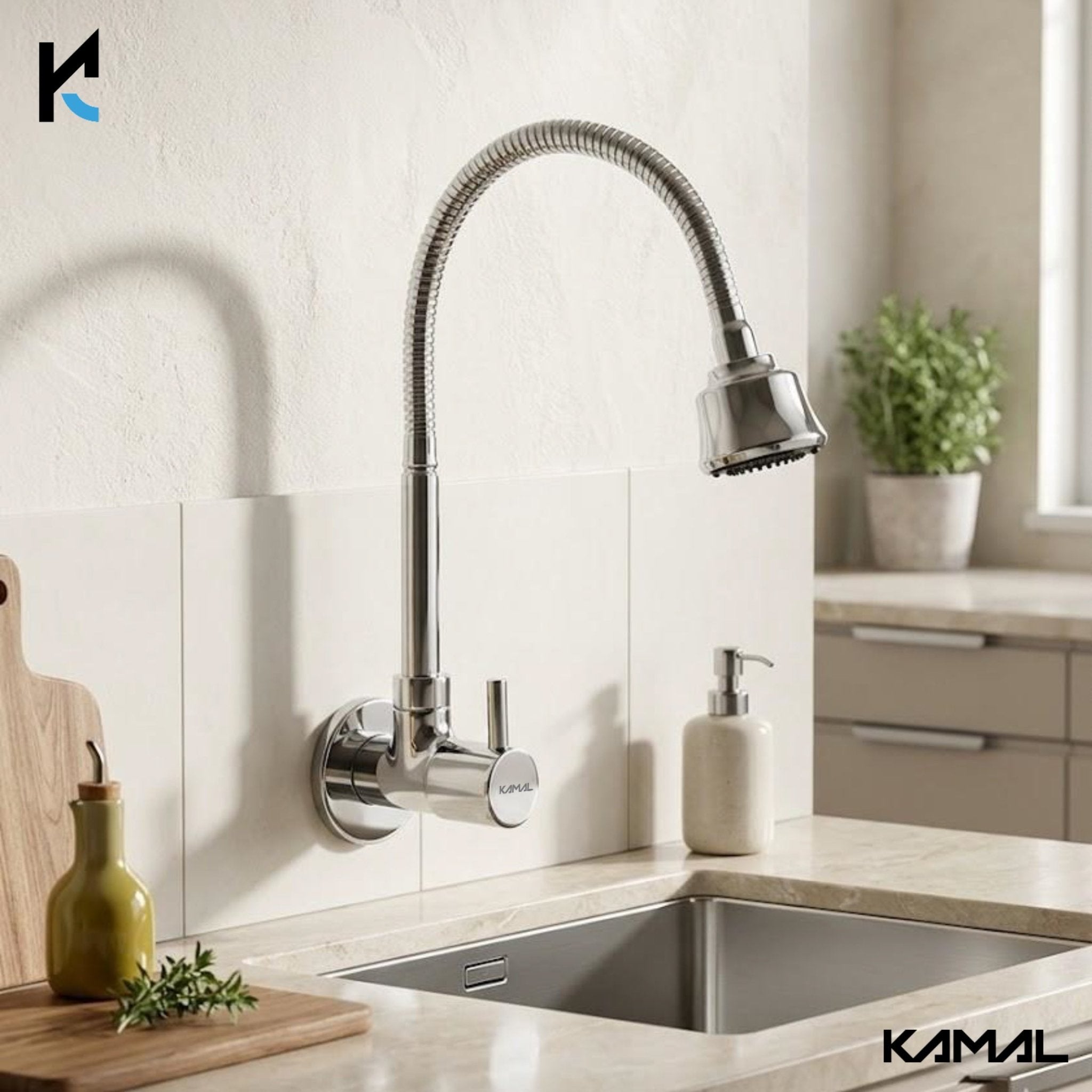 Elite Sink Spray Tab (Brass & SS Steel) - by Kamal - Elite - Kamal Bathware