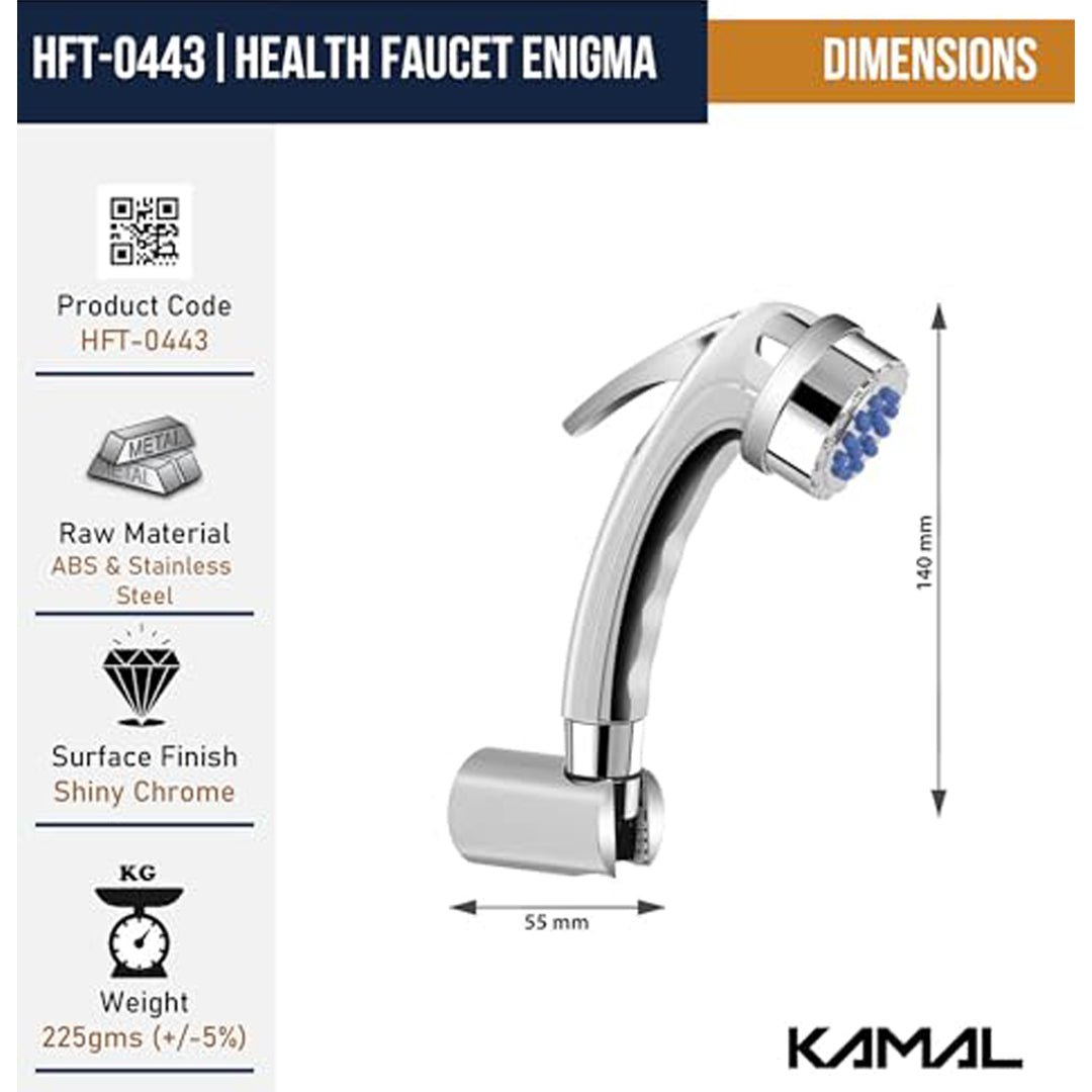 Enigma Health Faucet (ABS Gun) with SS Shower Hose & Wall Hook - by Kamal - Enigma - Kamal Bathware