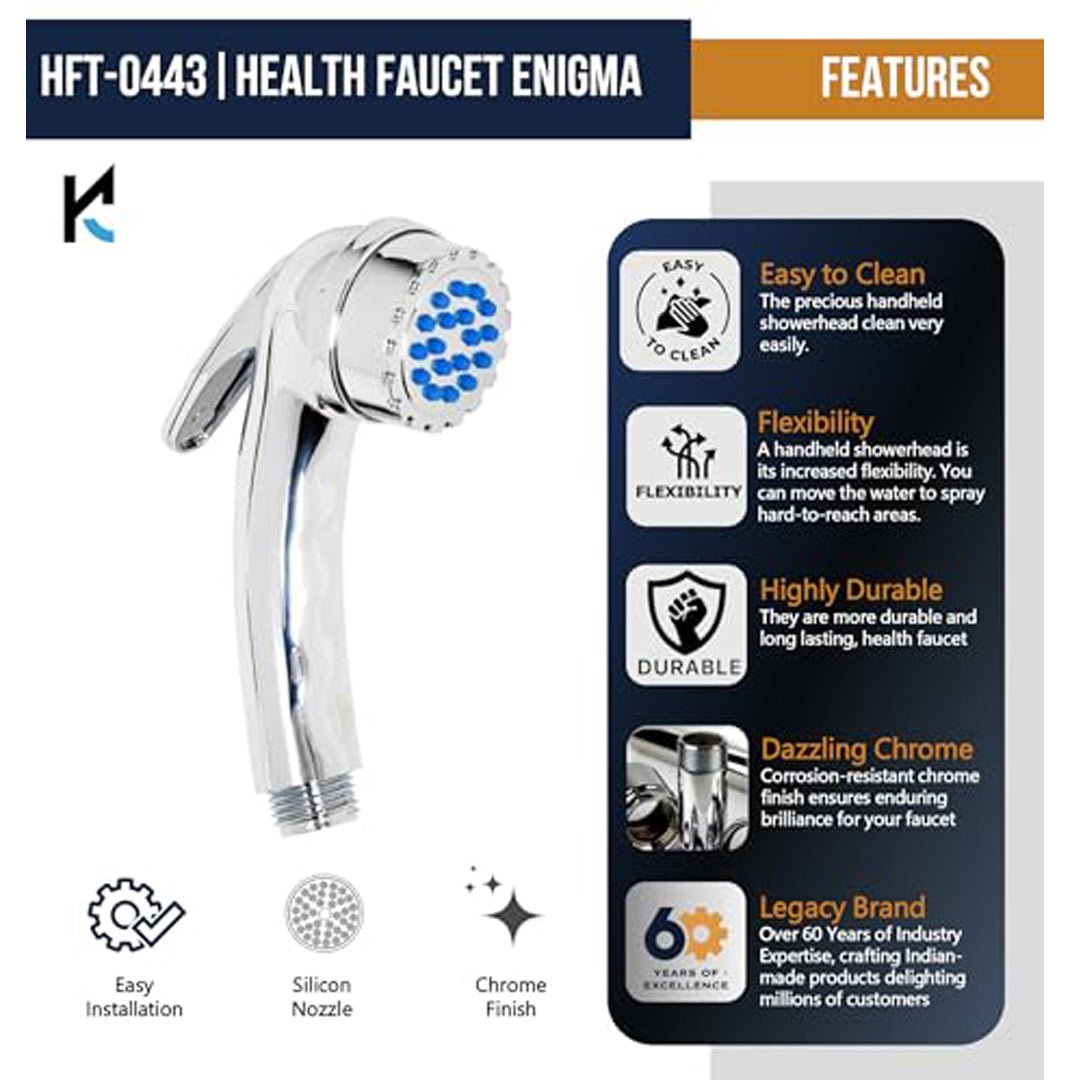 Enigma Health Faucet (ABS Gun) with SS Shower Hose & Wall Hook - by Kamal - Enigma - Kamal Bathware