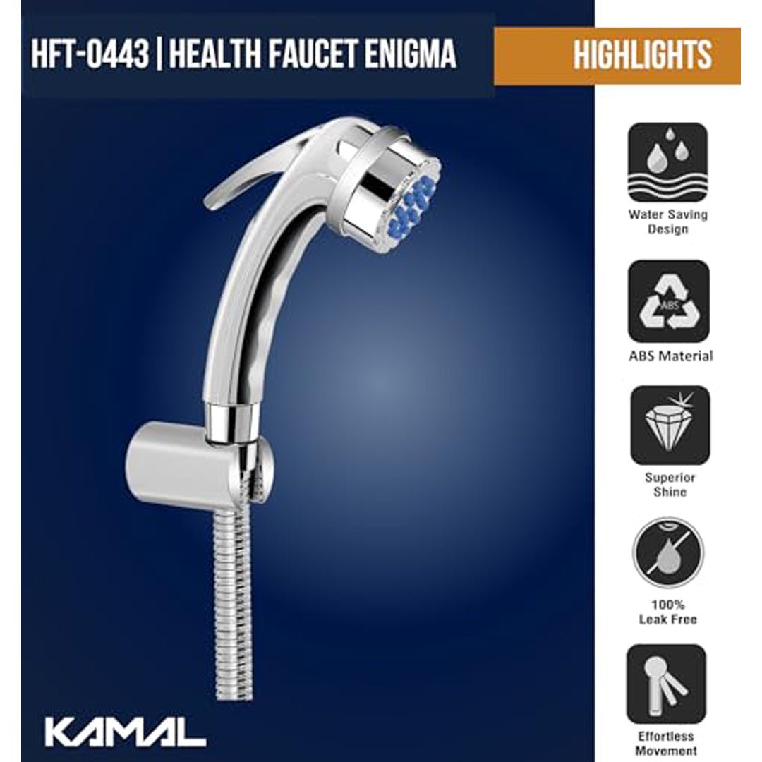 Enigma Health Faucet (ABS Gun) with SS Shower Hose & Wall Hook - by Kamal - Enigma - Kamal Bathware