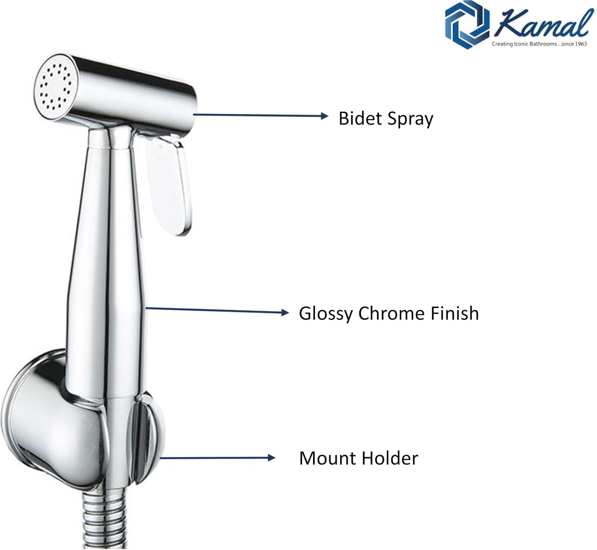Equinox Brass Health Faucet with SS Flexible Pipe - by Kamal - Equinox - Kamal Bathware