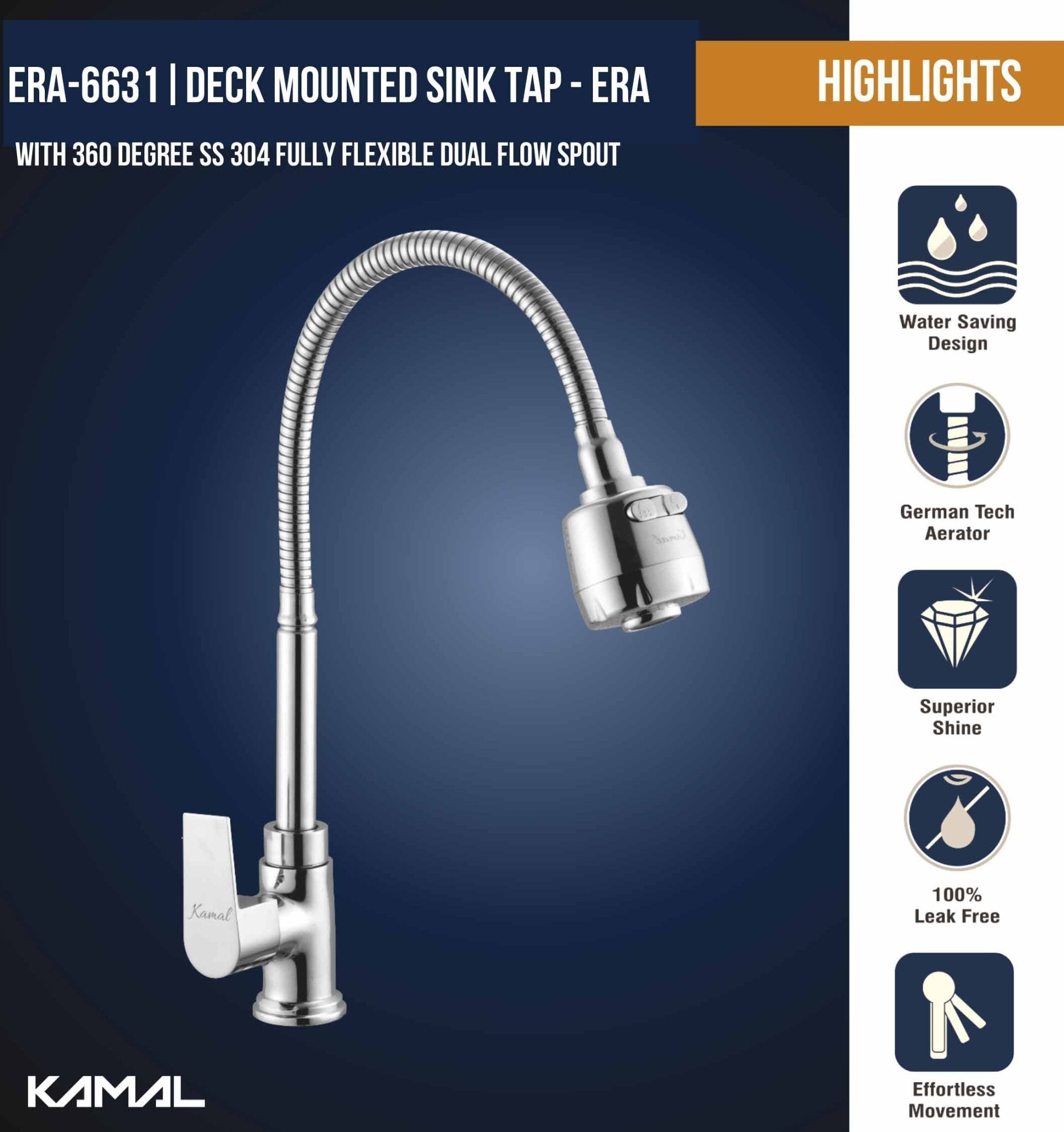 Era Dual Flow Heavy Body Sink Tap – by Kamal - Era - Kamal Bathware