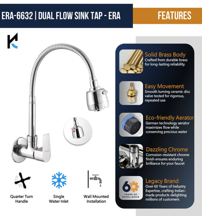 Era Dual Flow Heavy Brass Body Sink Tap - by Kamal - Era - Kamal Bathware
