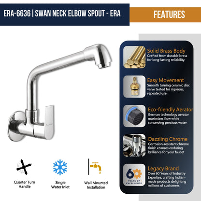Era Sink Tap Elbow Spout (Full Brass) - by Kamal - Era - Kamal Bathware