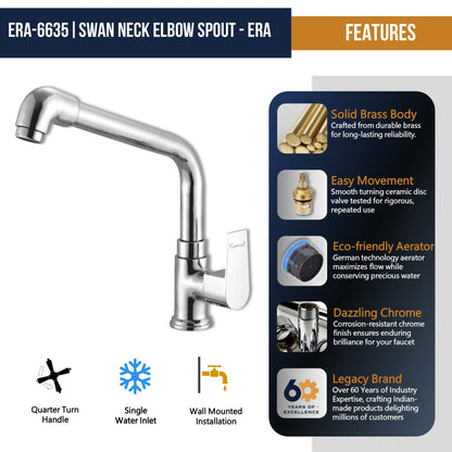 Era Swan Neck Elbow Spout (Full Brass) - by Kamal - Era - Kamal Bathware