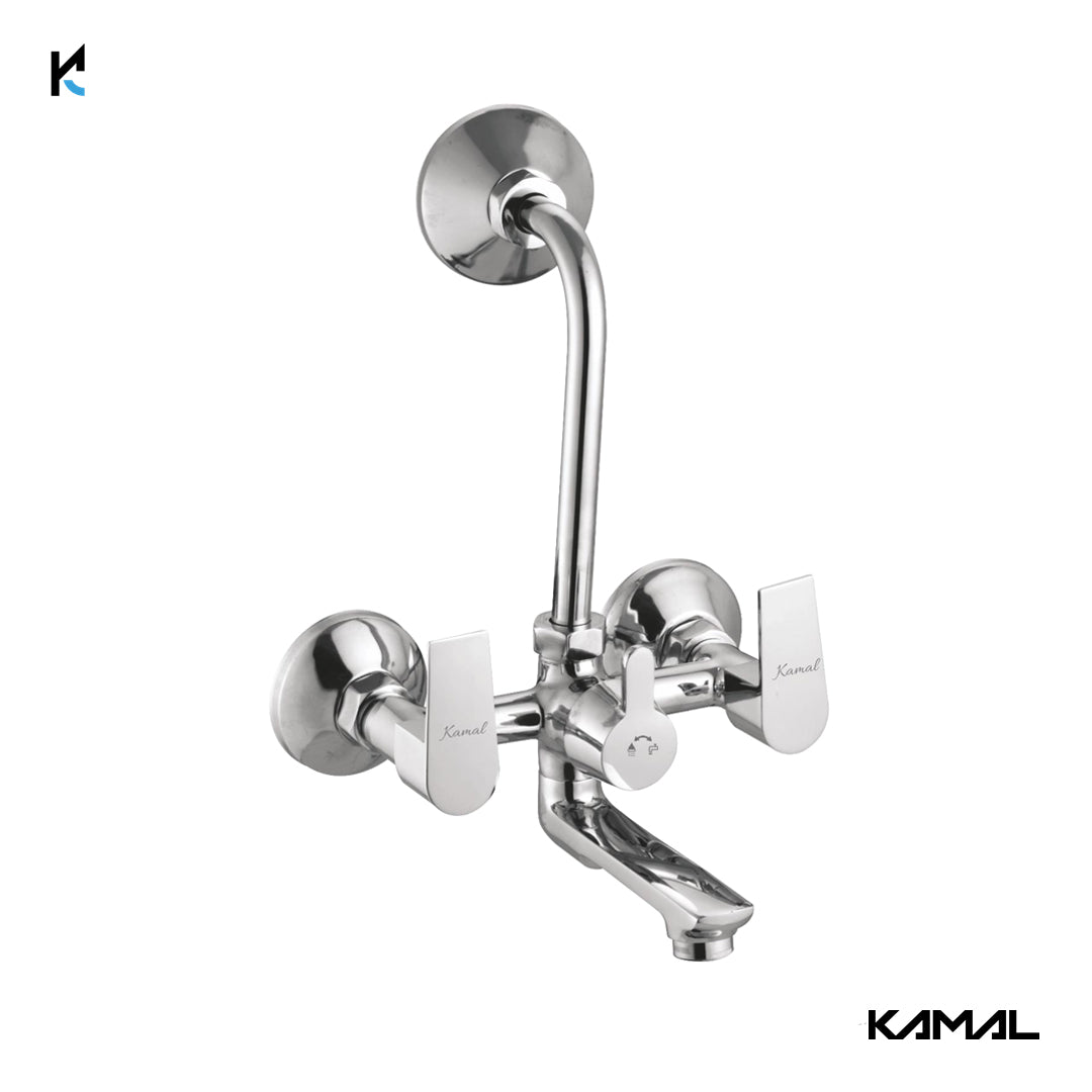 Era Wall Mixer Kubix Prime Spout Long L Bend Pipe (Full Brass) - by Kamal - Era - Kamal Bathware